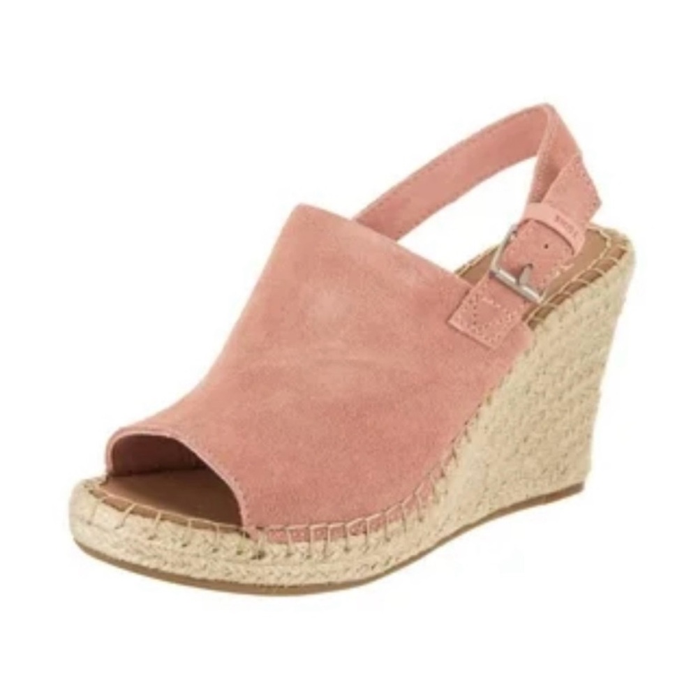 Toms Pink Wedge Espadrilles with Ankle Strap